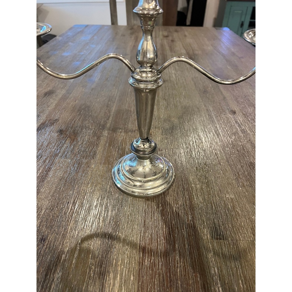 Vintage Silver Plated 3 Light Candelabra Weighted Base Taper Candle Holder - Picture 3 of 10